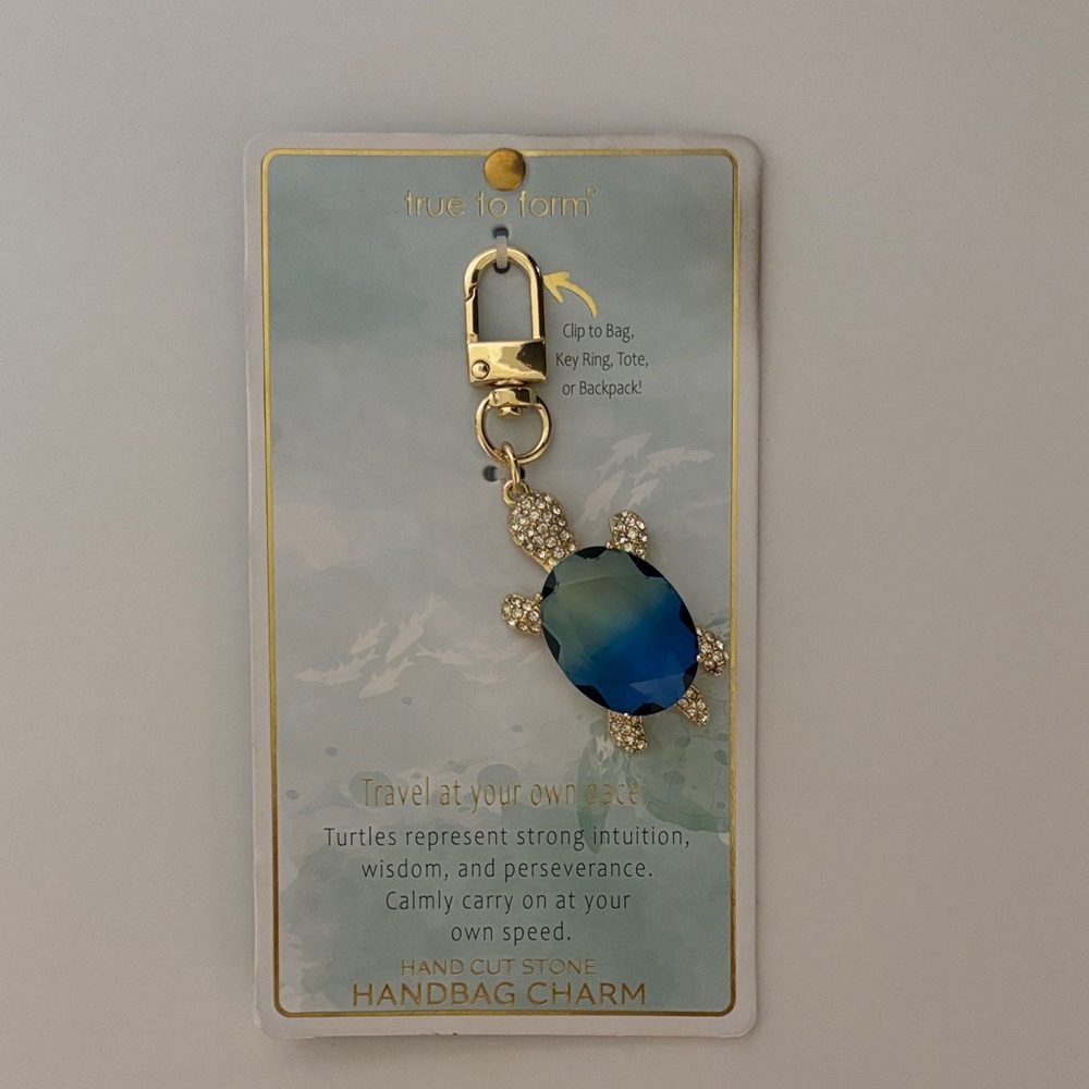 ☀️True to FormTurtle Bag Charm with Blue Gem